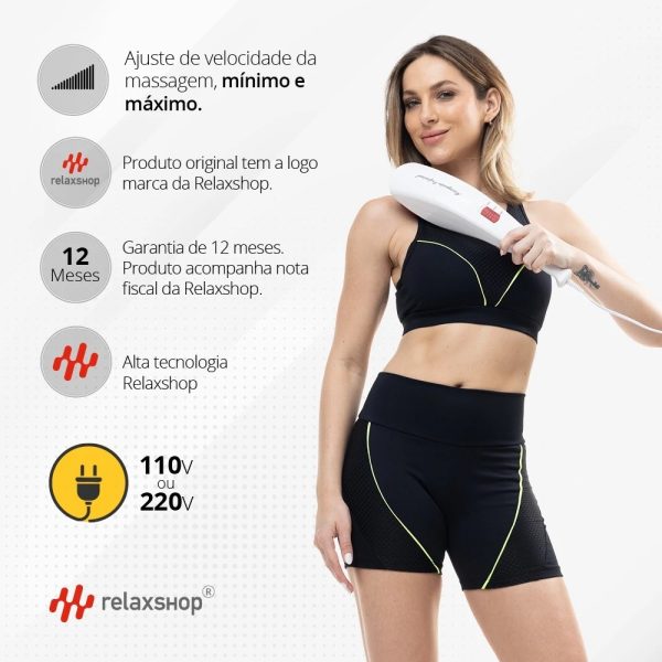 Massageador Manual Infravermelho Vibratório Percussão 6 Ponteiras - Image 3