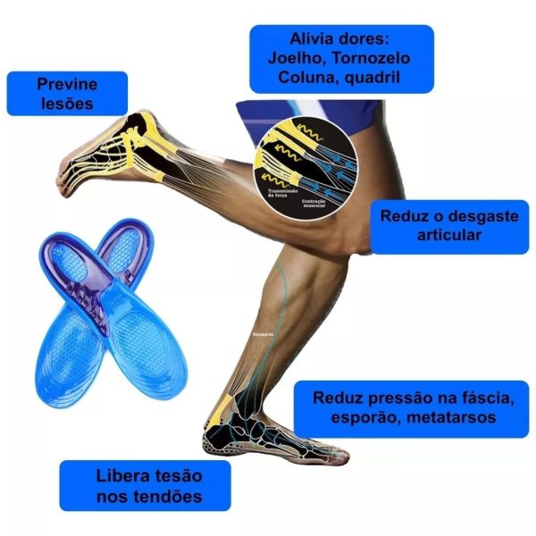Palmilha Ortopédica Gel de Silicone para Dores nos Pés Anti Impacto para Sapato - Image 5