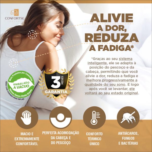 Kit Com 2 Travesseiro Nasa-X Espuma Premium Original NASA Viscoélastico Alto Antialérgico Antiácaro Ortopédico - Imagem 3
